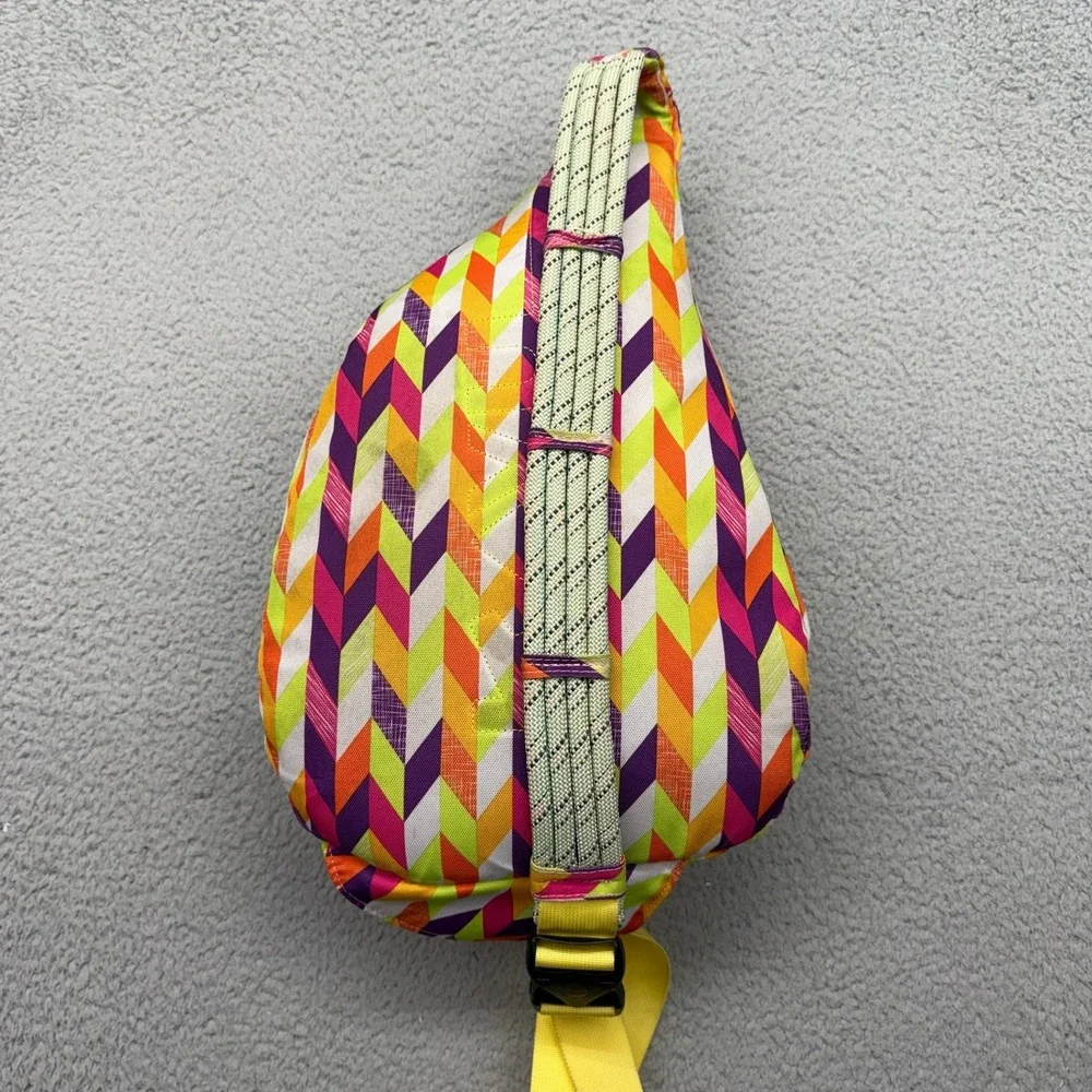 KAVU Sling Bag Funky Geometric Pattern Purple Orange Yellow White Crossbody Bag